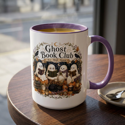 Ghost Book Club Coffee Mug — "Ghost Book Club: Boo Read Repeat" Accent Mug (11 oz)