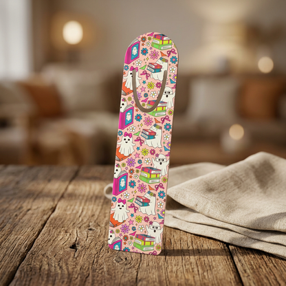 Spooky Stories Bookmark — Pink Reading Bookmark for Kids & Book Lovers