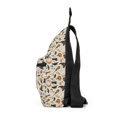 Halloween Cat & Pumpkin Sling Bag – Cute Witchy Pattern Crossbody