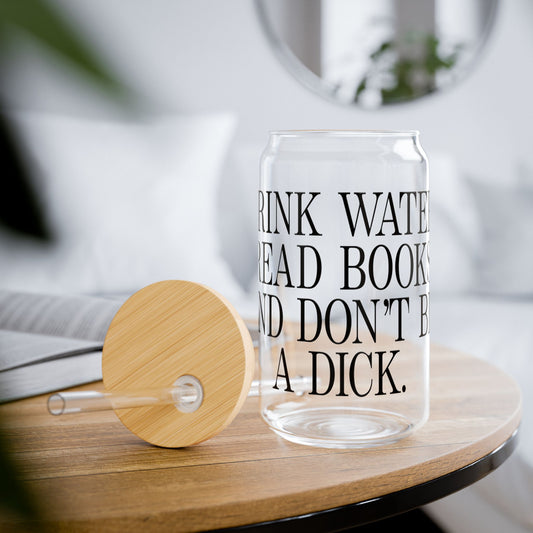 Drink Water & Read Books Sipper Glass