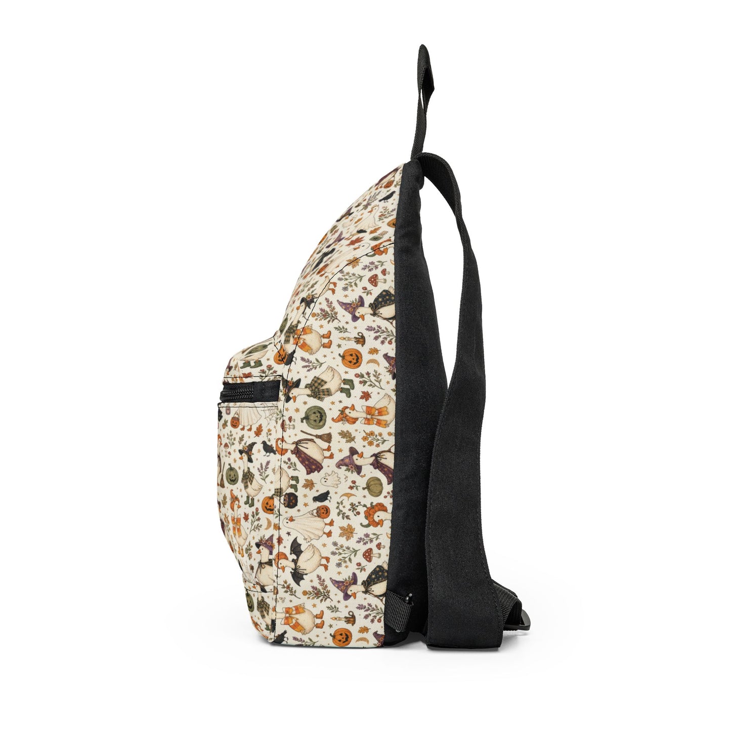 Halloween Geese Sling Bag — Cute Autumn Woodland Crossbody with Geese & Mushroom Pattern