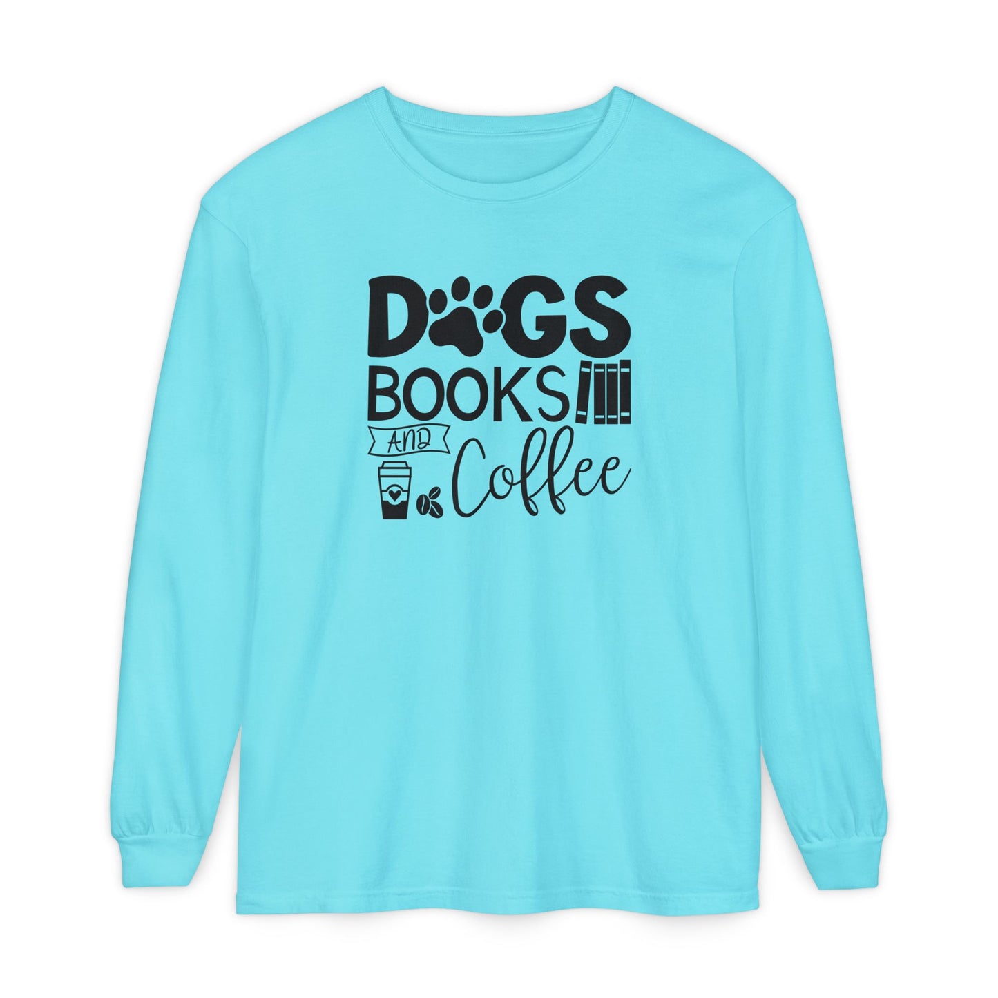 Dogs Books & Coffee Long Sleeve Tee