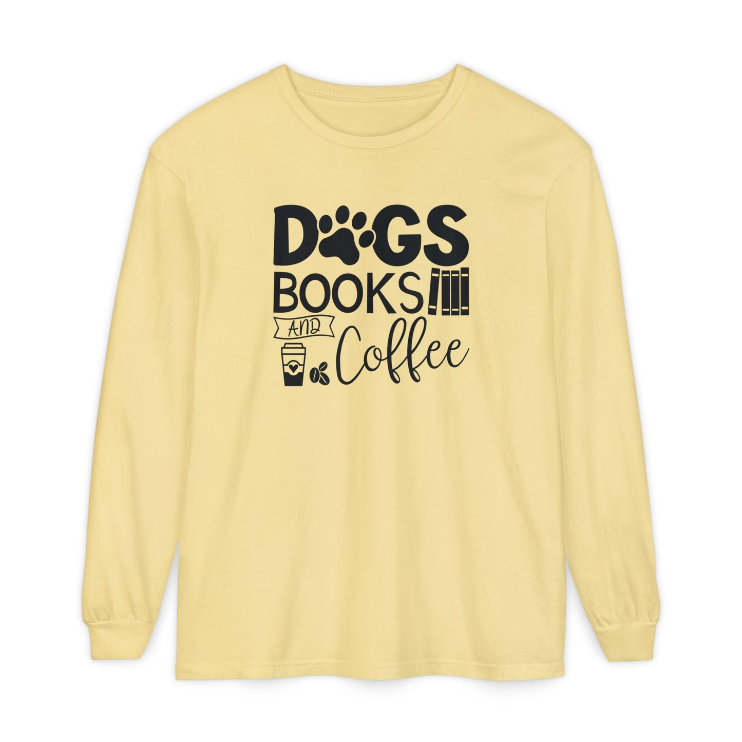 Dogs Books & Coffee Long Sleeve Tee