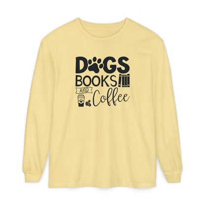 Dogs Books & Coffee Long Sleeve Tee