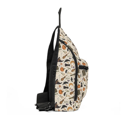 Halloween Cat & Pumpkin Sling Bag – Cute Witchy Pattern Crossbody