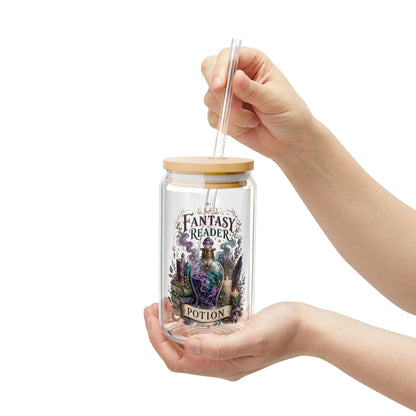 Fantasy Reader Potion Sipper Glass – 16oz Book Lover Tumbler with Straw