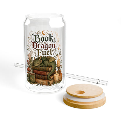 Book Dragon Fuel Sipper Glass — 16oz Tumbler with Straw