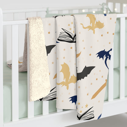 Books & Dragons Sherpa Blanket