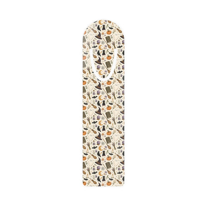 Halloween Cat Bookmark — Spooky Witch Hat & Pumpkin Reading Marker