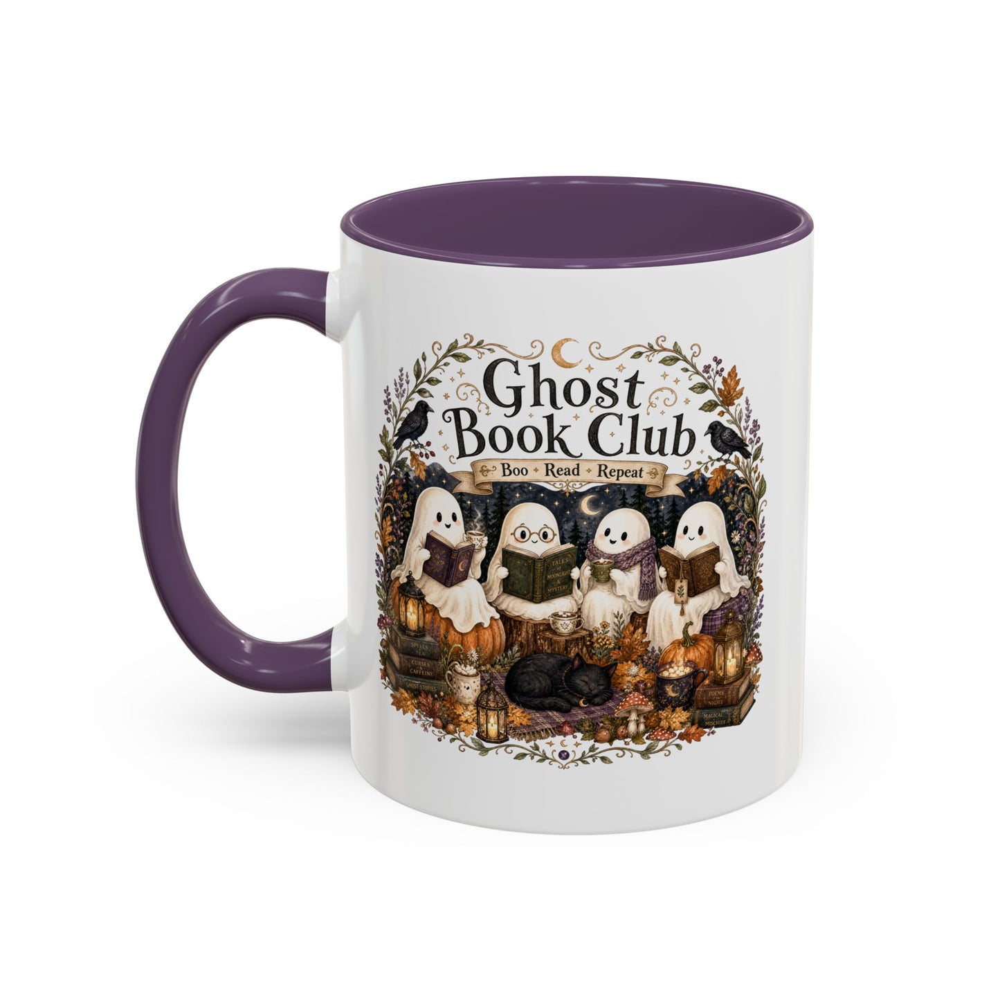 Ghost Book Club Coffee Mug — "Ghost Book Club: Boo Read Repeat" Accent Mug (11 oz)