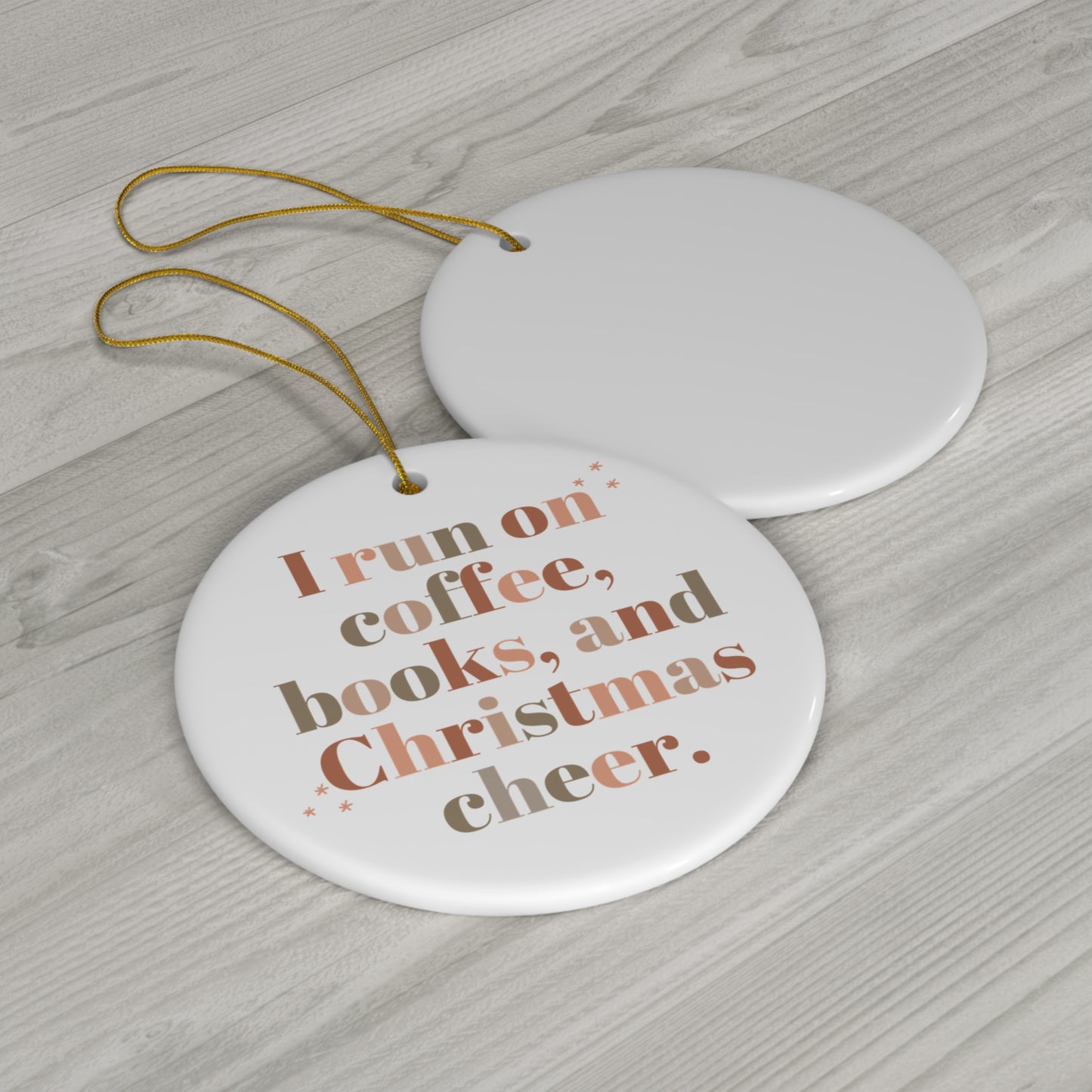 Coffee, Books, & Christmas Cheer Ornament