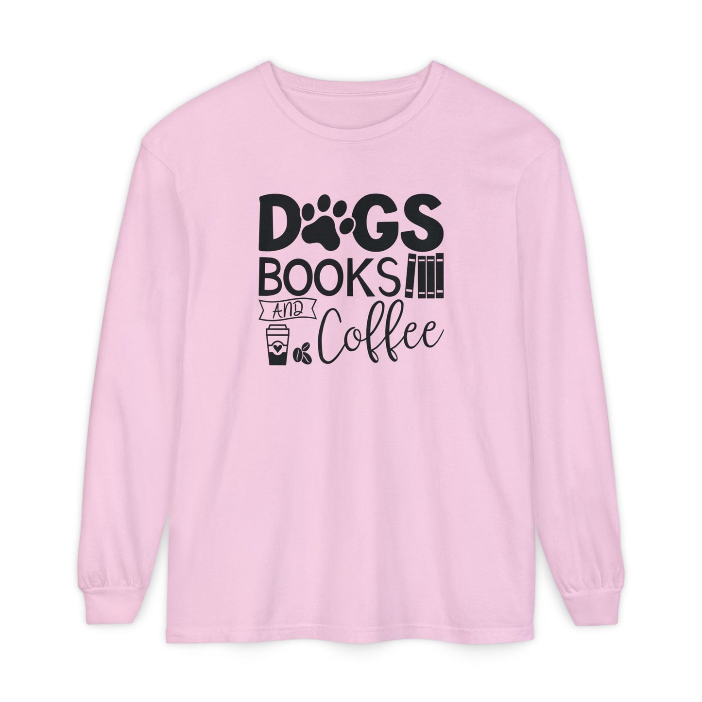 Dogs Books & Coffee Long Sleeve Tee