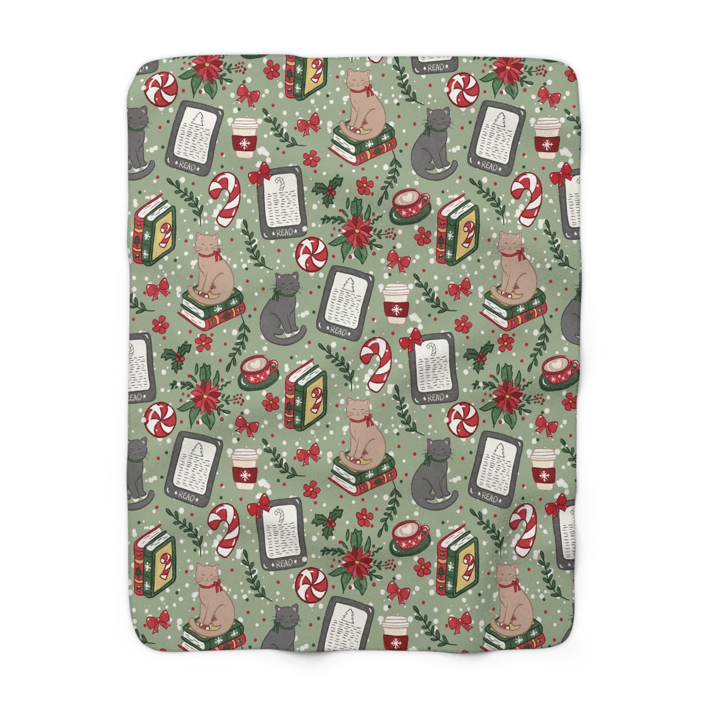 Purrfectly Bookish Sherpa Blanket