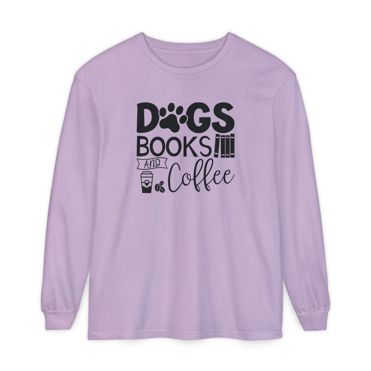 Dogs Books & Coffee Long Sleeve Tee