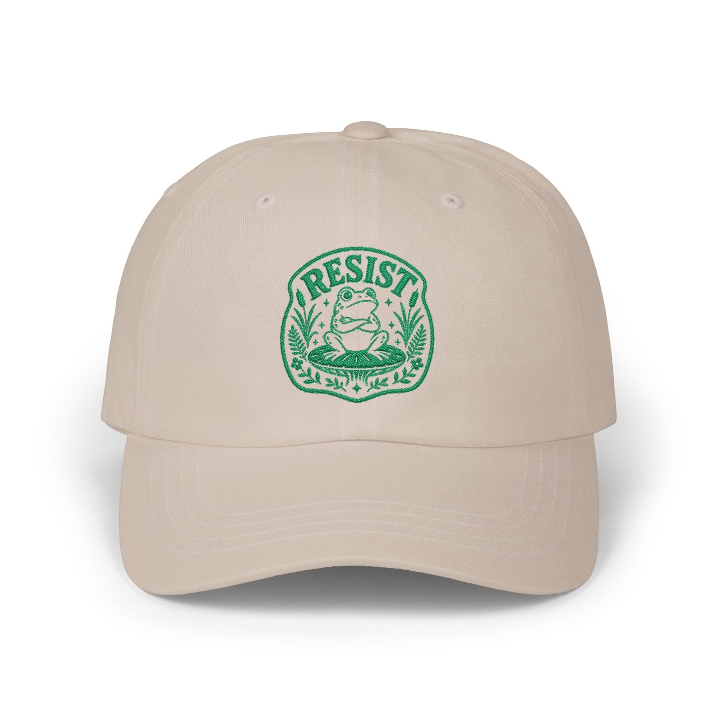 Resist Frog Dad Cap — Embroidered Green Emblem Hat
