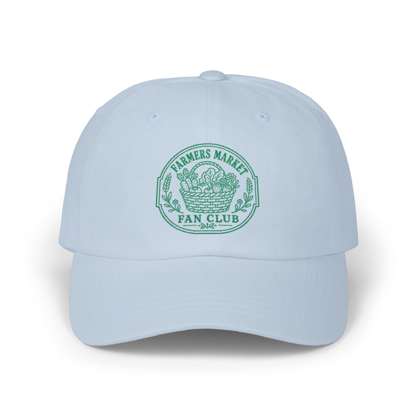 Farmers Market Fan Club Dad Cap — Vintage Green Logo Hat