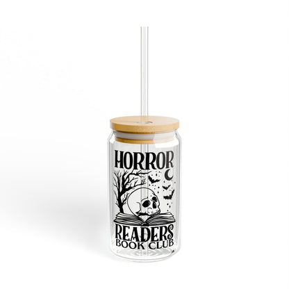 Horror Readers Book Club Sipper Glass — 16oz Skull & Bats Novel Lover Tumbler