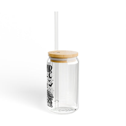 Horror Readers Book Club Sipper Glass — 16oz Skull & Bats Novel Lover Tumbler