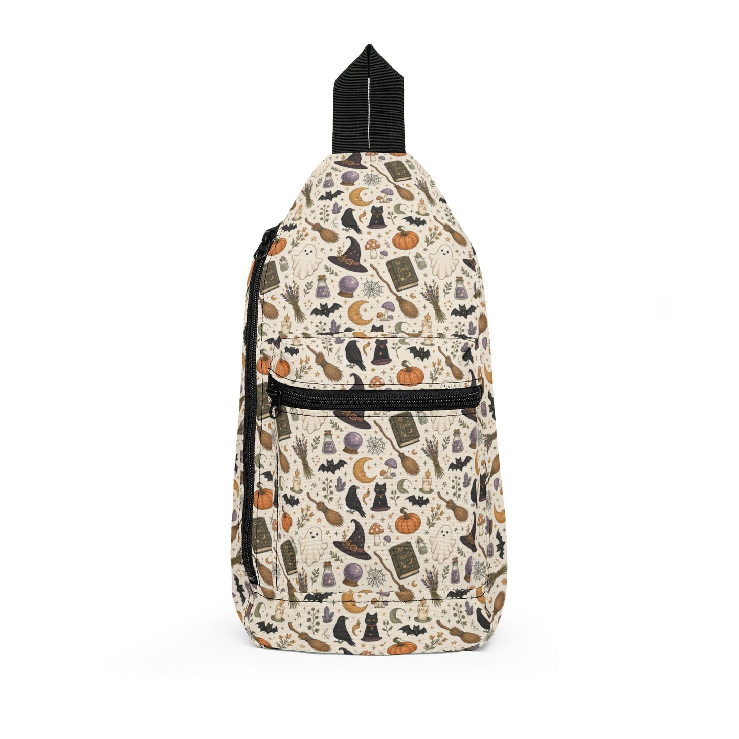 Halloween Cat & Pumpkin Sling Bag – Cute Witchy Pattern Crossbody