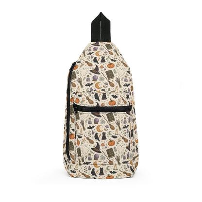 Halloween Cat & Pumpkin Sling Bag – Cute Witchy Pattern Crossbody