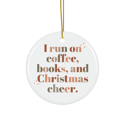 Coffee, Books, & Christmas Cheer Ornament