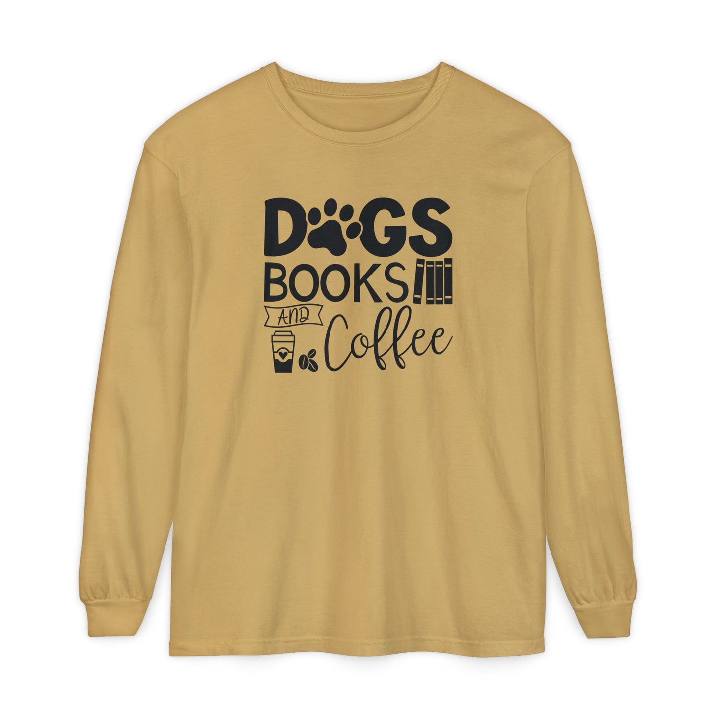 Dogs Books & Coffee Long Sleeve Tee