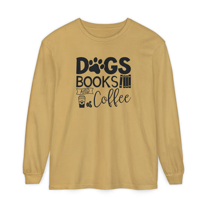 Dogs Books & Coffee Long Sleeve Tee