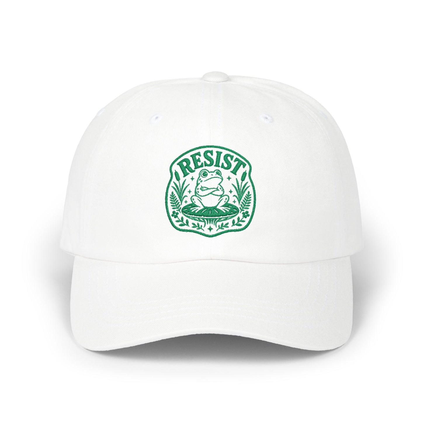 Resist Frog Dad Cap — Embroidered Green Emblem Hat