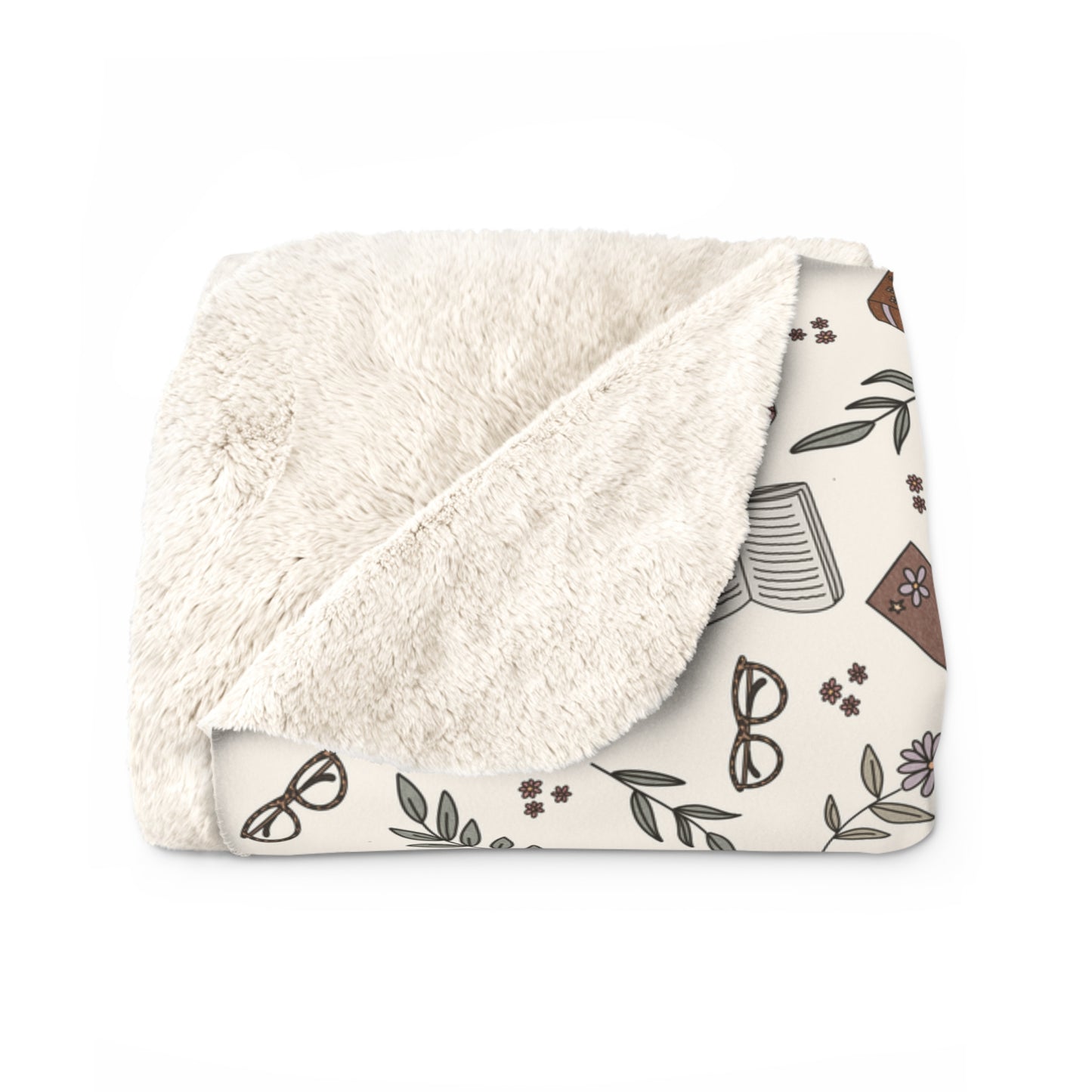 Books & Coffee Sherpa Blanket