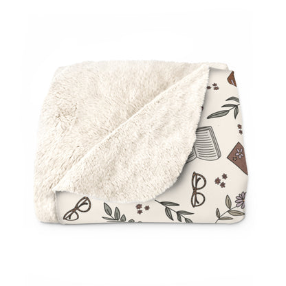 Books & Coffee Sherpa Blanket