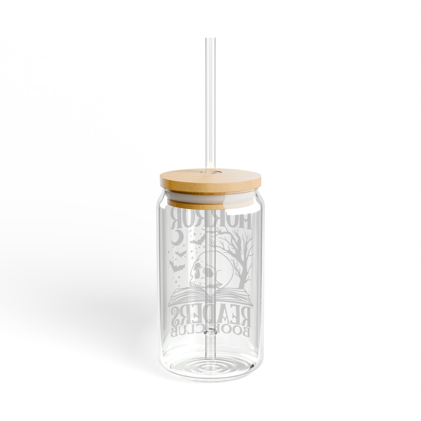 Horror Readers Book Club Sipper Glass — 16oz Skull & Bats Novel Lover Tumbler