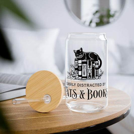 Cats & Books Sipper Glass