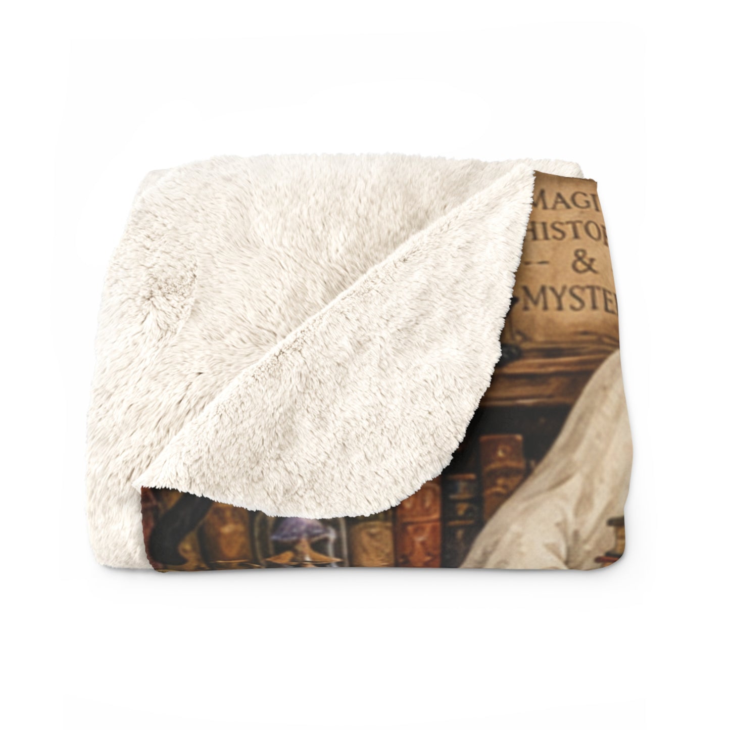 Halloween Ghost Library Sherpa Blanket — Cozy Spooky Fleece Throw