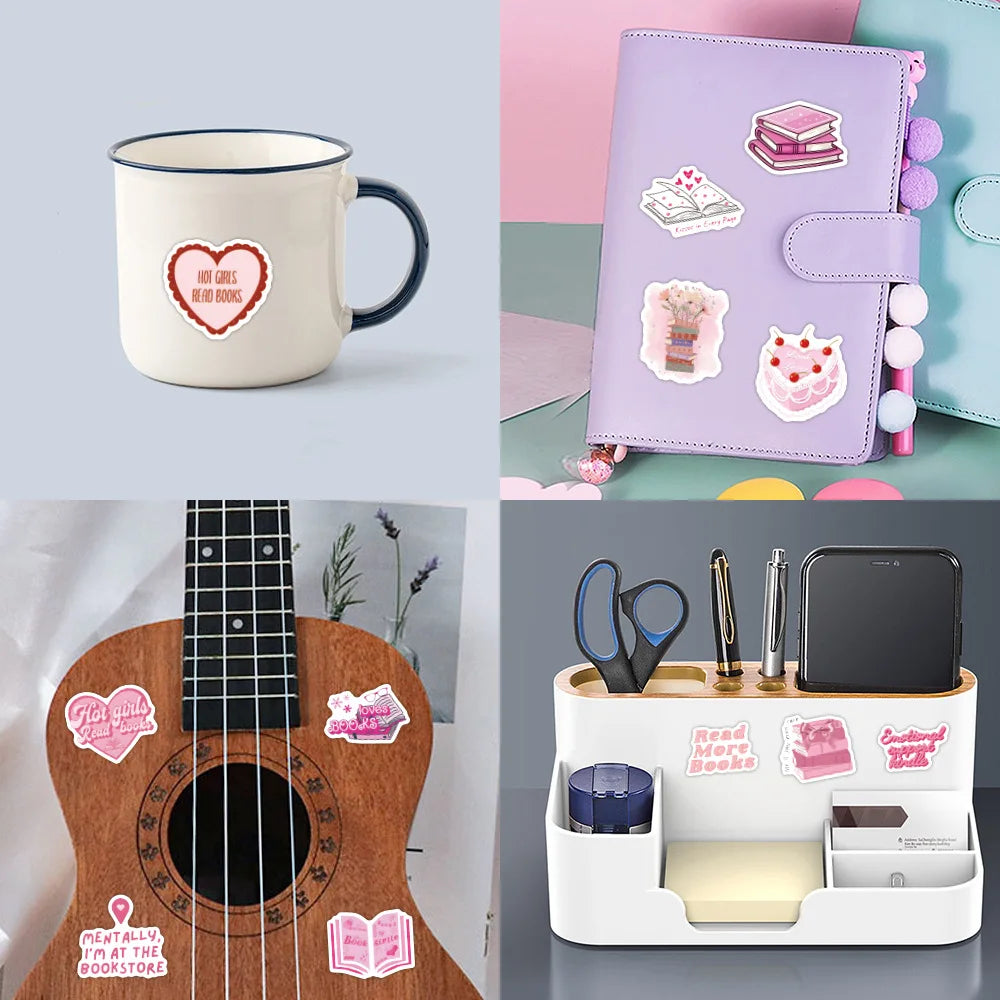 Pink Bookish Sticker Bundle 60pc