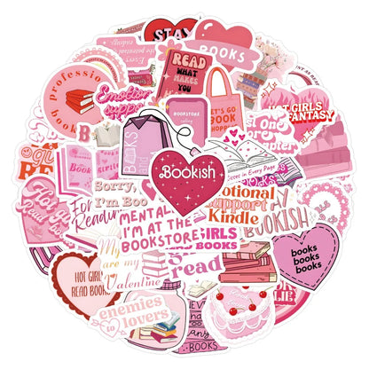 Pink Bookish Sticker Bundle 60pc