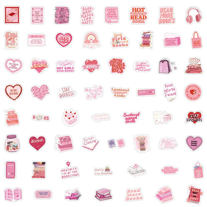 Pink Bookish Sticker Bundle 60pc