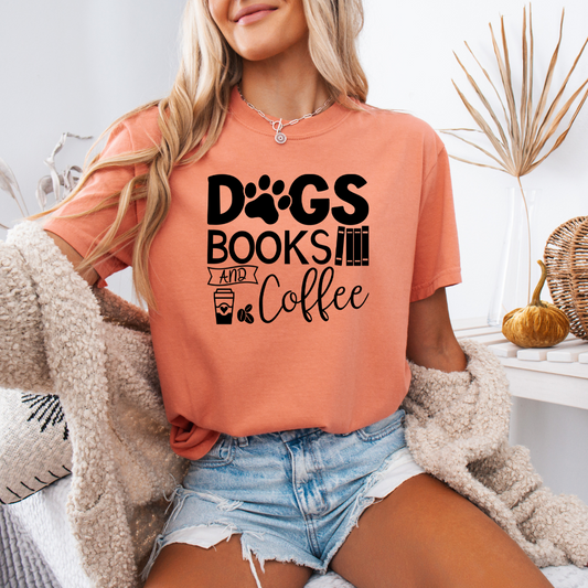 Dogs Books and Coffee Tee